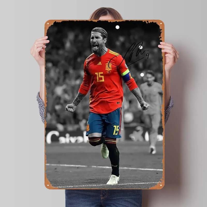 Sergio Ramos Metal Sign Sports Poster Room Decoration Man Cave Vintage Tinplate Sign Plaque for Wall Art Decoration Retro Home