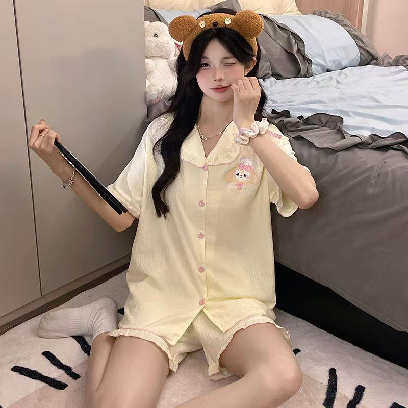

Sweet Lace Chef Cake Pajamas Women s Summer Short Sleeve Shorts ins Wind Suit Cute Beautiful Girl Loungewear S [recommended weight 35-40kg]
