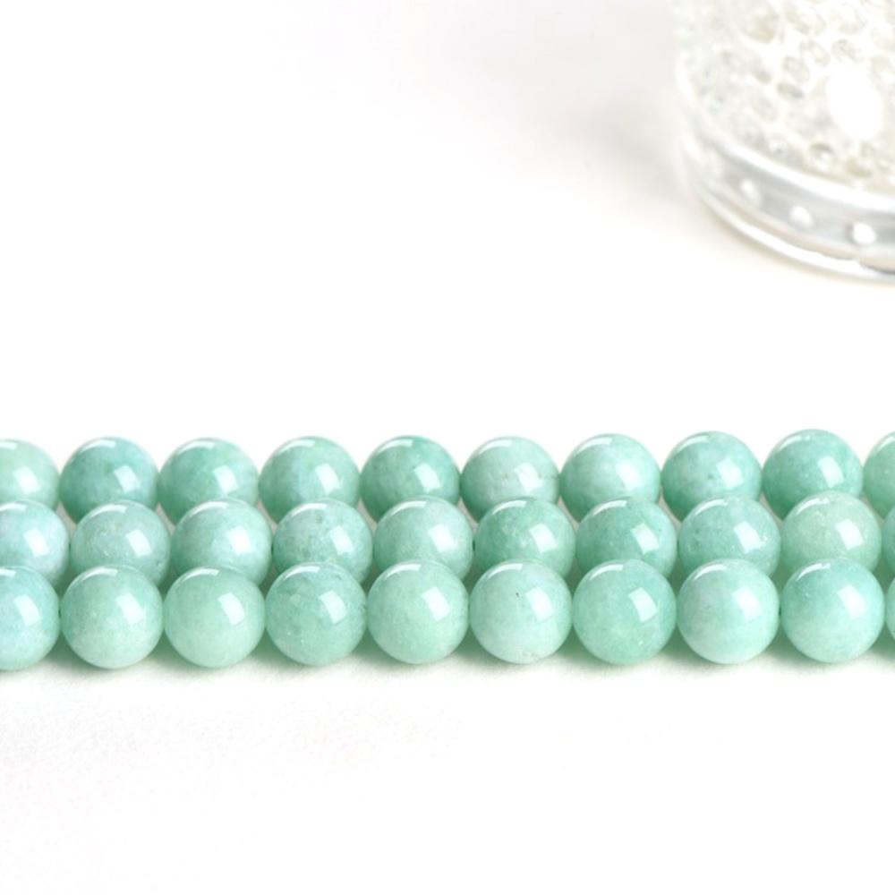 Jade Chalcedony Green Burmese Natural Stone 15" Smooth Loose Spacer Beads 4681012mm For Jewelry Making Diy Bracelets Charms Accessories