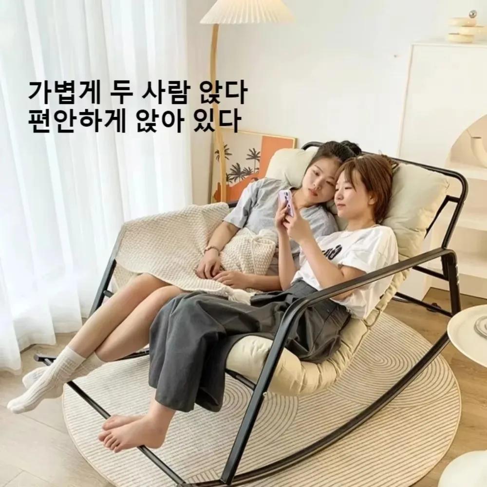 Rocking Chair Lazy Sofa Home Balcony Leisure Double Rocking Chair Outdoor Patio Sleepable or Lying Garden Modern Lounge Chairs