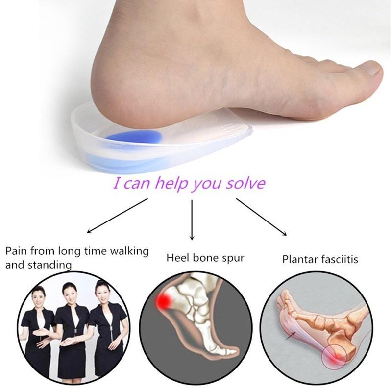 1 par de almofadas de gel para calcanhar, almofadas para alívio da dor para fascite plantar, esporão ósseo, material médico unissex