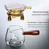 Glass Gongdao Cup with Wooden Side Handle and Tea Filter