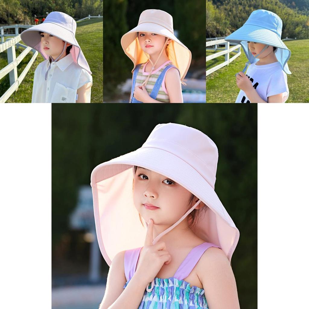 Kinder Sommer Outdoor Sonnenhut mit breiter Krempe und Nackenschutz für Mädchen und Jungen