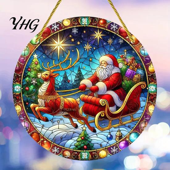 Xmas Porch Hanging Signs Christmas Tree Ornaments, Acrylic Festive Pendants with Lanyard for Gift Tags Holiday Party Home Decoration, Indoor
