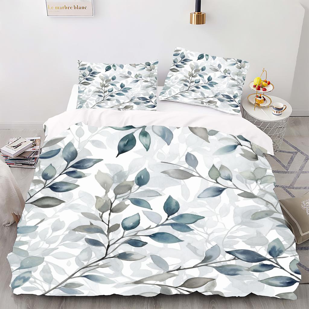 Floral Style - Digital Printed Duvet Kit - Polyester - Bedroom Decor -1 Bed Cover +2 Pillowcase (no Pillow Core)