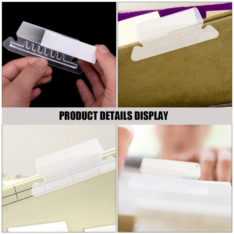 100 Pcs Hanging File Folder Tabs Transparent Label Holder Detachable File Folder Tabs Back To School Stationery Office Supplies