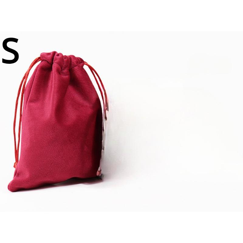 1Pc Vintage Velvet Drawstring Cosmetic Bag Solid Color Red Christmas Gift Bags Wedding Jewelry Packaging Pouches