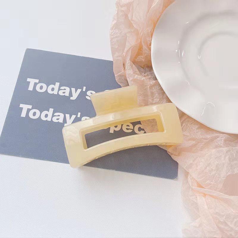 2Pcs Women Anti-break Transparent Frosted Rectangle Hair Claws Sweet Hair Decor for Curly Wavy Hair Styling Use