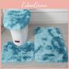 Tie Non Dye Slip Mat Fluffy Plush Bathroom Toilet Seat Cover Carpet 3 Piece Set