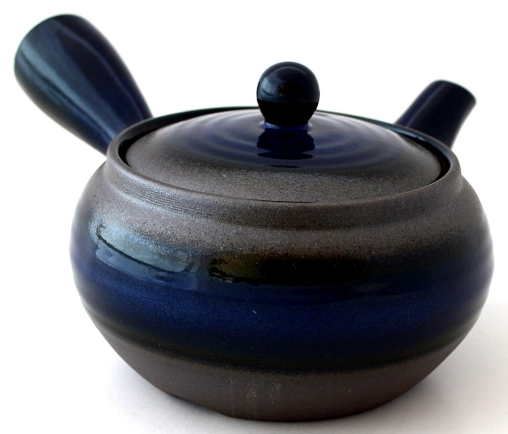 Banko ware flat teapot, size 2.0, with raw glaze, K22-26