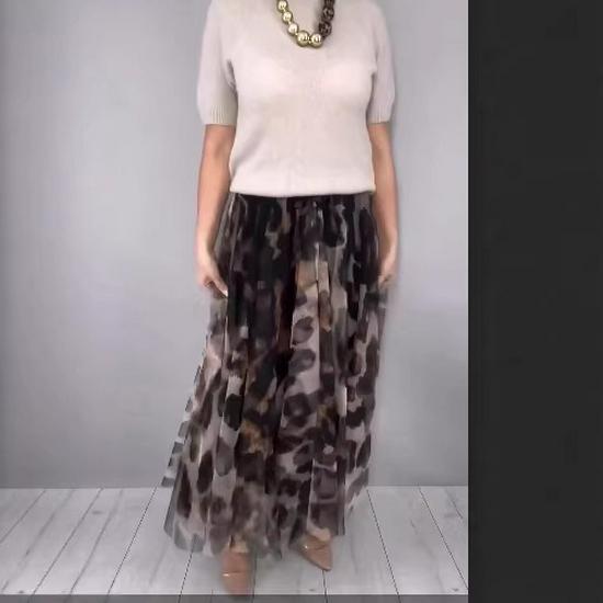 2025 European Chic Women's Mesh Skirt & Solid Top Set