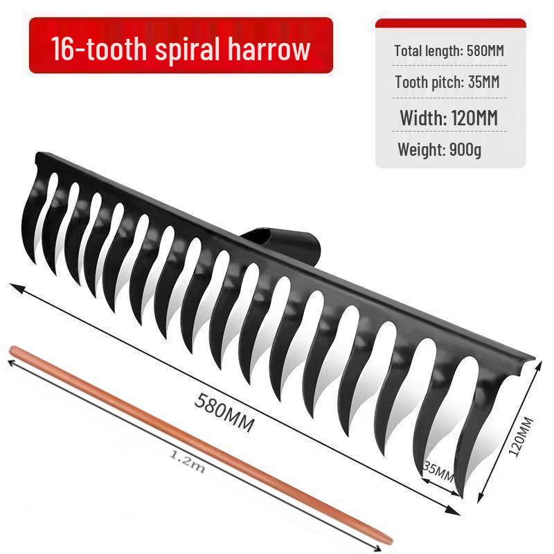 Manganese Steel Hand-Forged Spiral Rake: Multifunctional Garden Tool