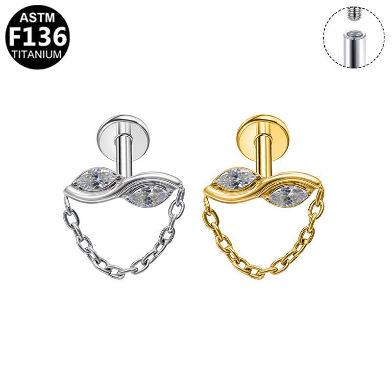 G23 Titanium Alloy Internal Thread Piercing with Flower Pendant Ear Bone Nail