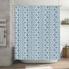 Blue White Geometric Shower Curtain with Floral Pattern for Bathroom Decorations Customizable Sizes Available On  Perf
