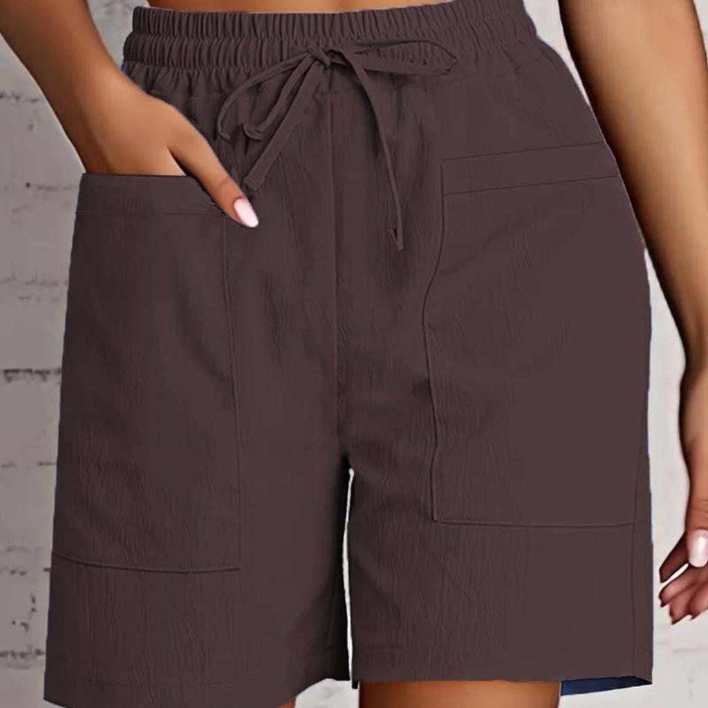 Women's High Waist Shorts Summer - Loose Fit Casual Shorts with Pockets, Solid Color Bermuda Shorts for Outfits