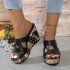 Spring and Summer Large Size Season Buckle Rivet Sandals Fish Mouth Wedge Heel Waterproof Platform Sandals Woman