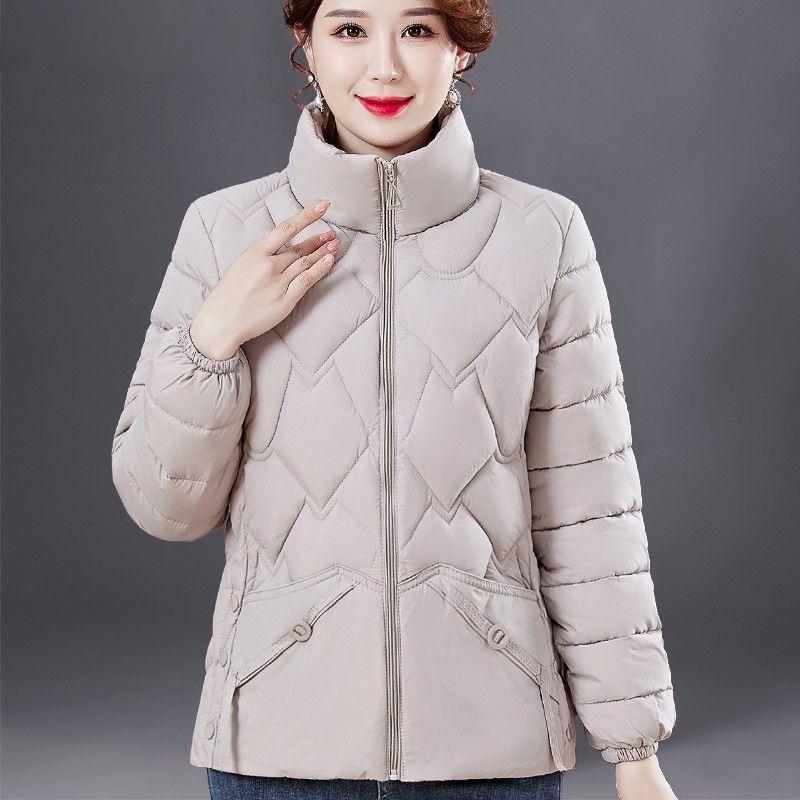 

Утепленное хлопковое пальто для женщин среднего возраста больших размеров, теплая зимняя куртка, стильная универсальная верхняя одежда 5XL бежевый