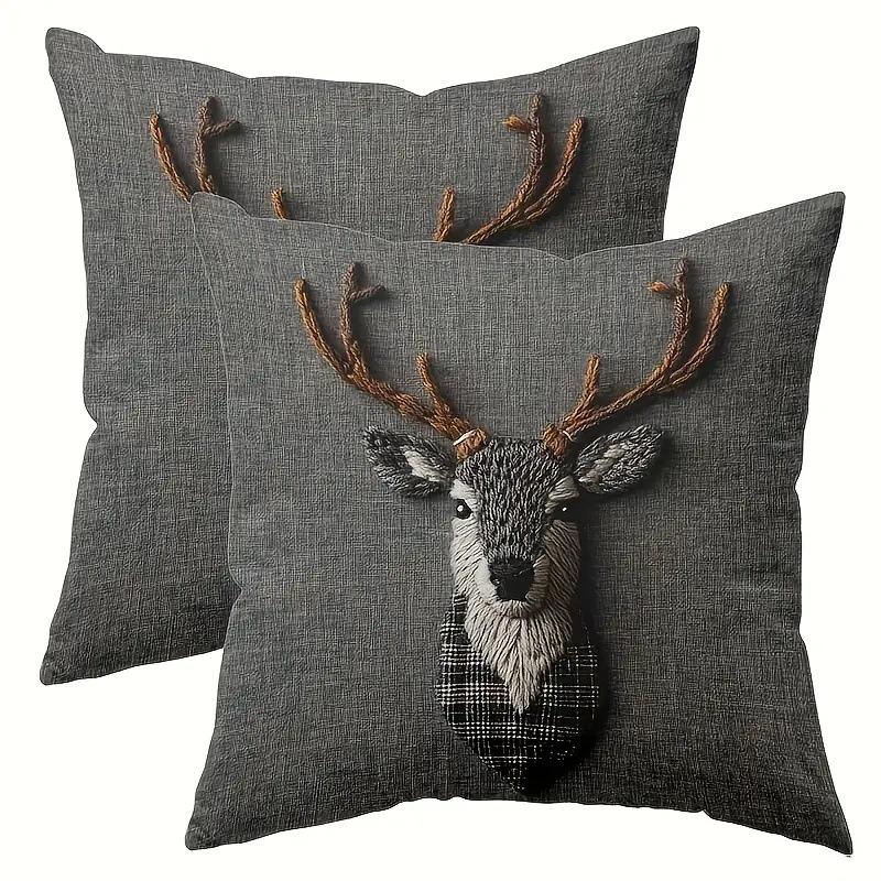 45cm Short Plush Smiling Donkey Pillowcase 2D Flat Printing Cartoon Animal Sofa Cushion Cover Home Decorative Bed Pillow Case Bedding Homes Textiles