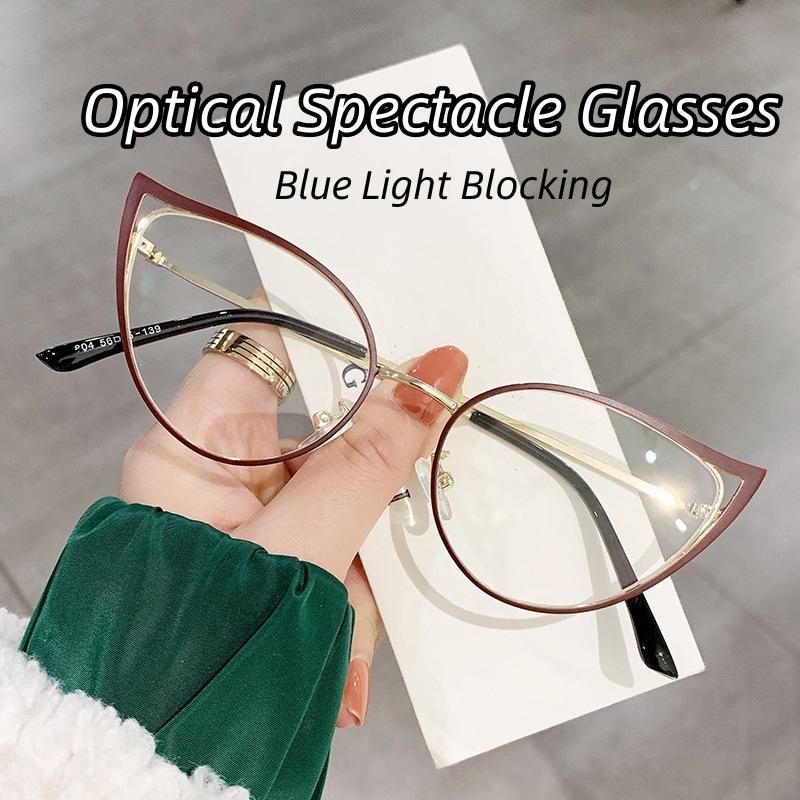 

Модные металлические оптические очки для очков унисекс прозрачные компьютерные очки мужские женские винтажные очки кошачий глаз с синим светоблокирующим эффектом