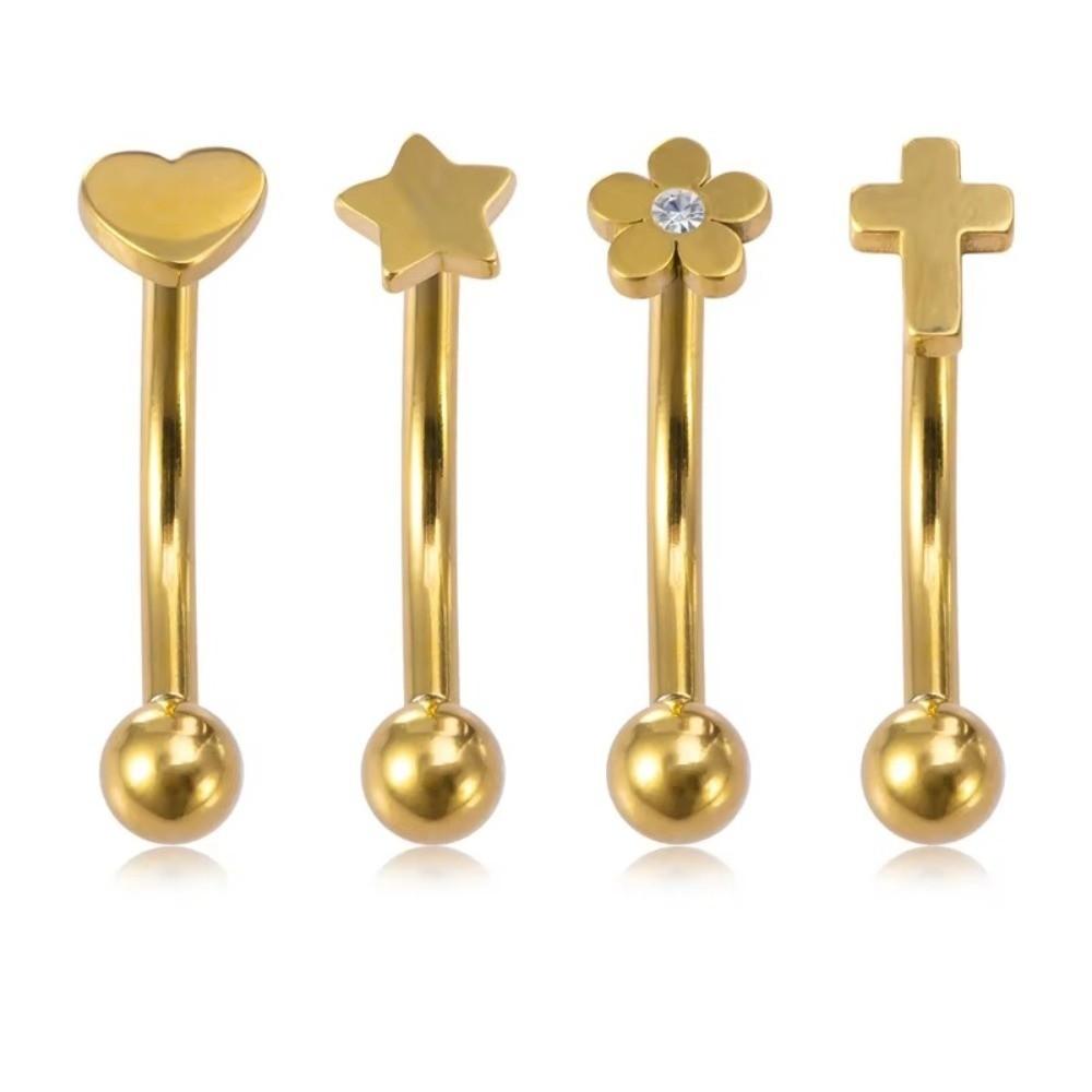 Star Curved Eyebrow Sticks Stainless Steel Punk Body Jewelry All-gender