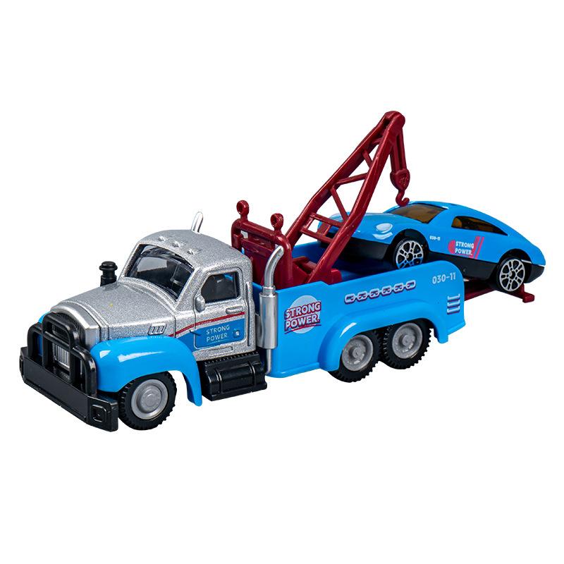 Alloy Trailer Toys Simulation City Road Rescue Vehicle Toy Children Boy Trailer Truck Helicopter Sports Car Model Inertial Drive