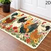 Vintage Farmhouse Chicken Doormat Colorful Rooster Hen and Wildflower Print Rustic Floor Mat for Country Style Porch Decoration