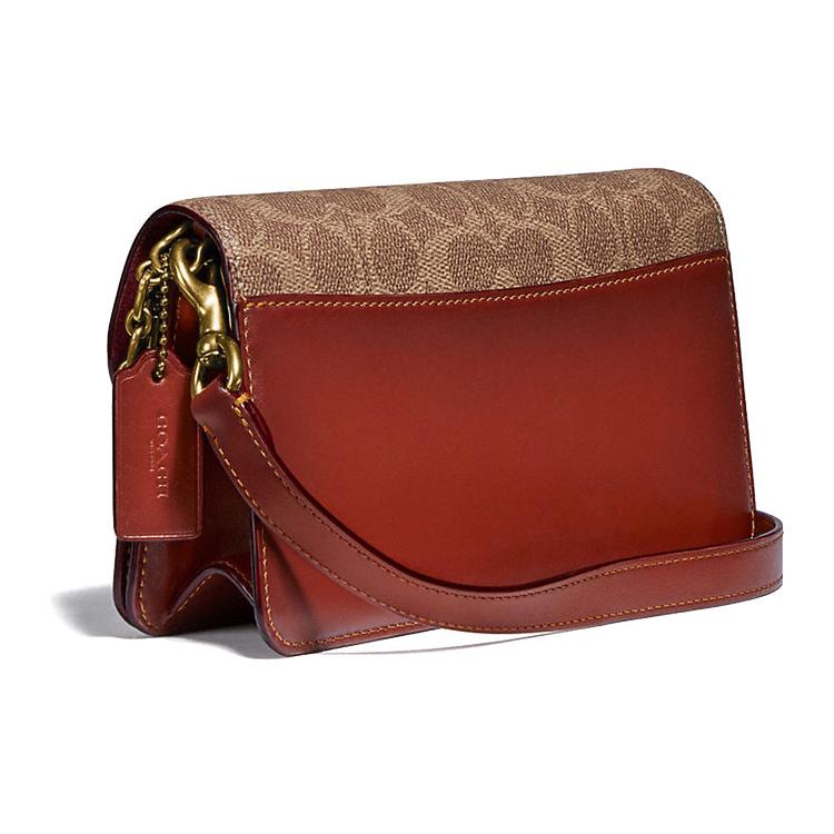 New COACH Beat Canvas With Leather Chain Bag, Portable Crossbody Bag, Shoulder Bag Women's Tan C0831-B4SI0