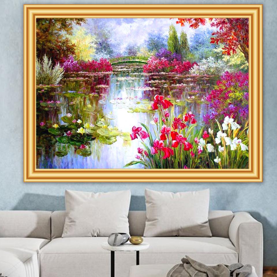 5D DIY Diamond Painting Full Square Landscape Cross Stitch Diamond Mosaic Flowers Picture Of Rhinestone Decor Diamond Embroidery