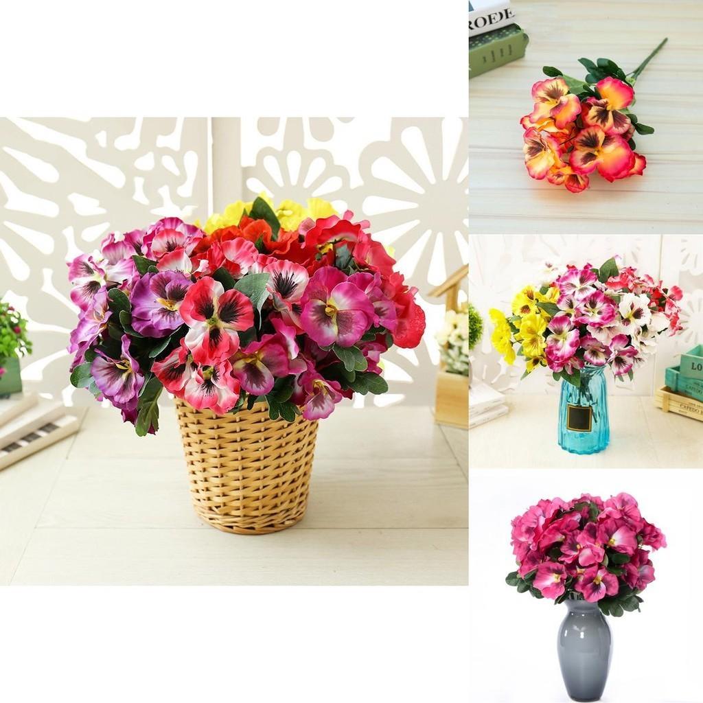 Vibrant Artificial Pansy Silk Fake Flowers With Butterfly Orchid For Stunning Wedding Decor