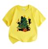 Kids Boys Girls 100% Cotton Crew Neck Short Sleeve T-Shirt, Funny Black Cats Decorating Christmas Tree Pattern Casual Xmas Tee for Children