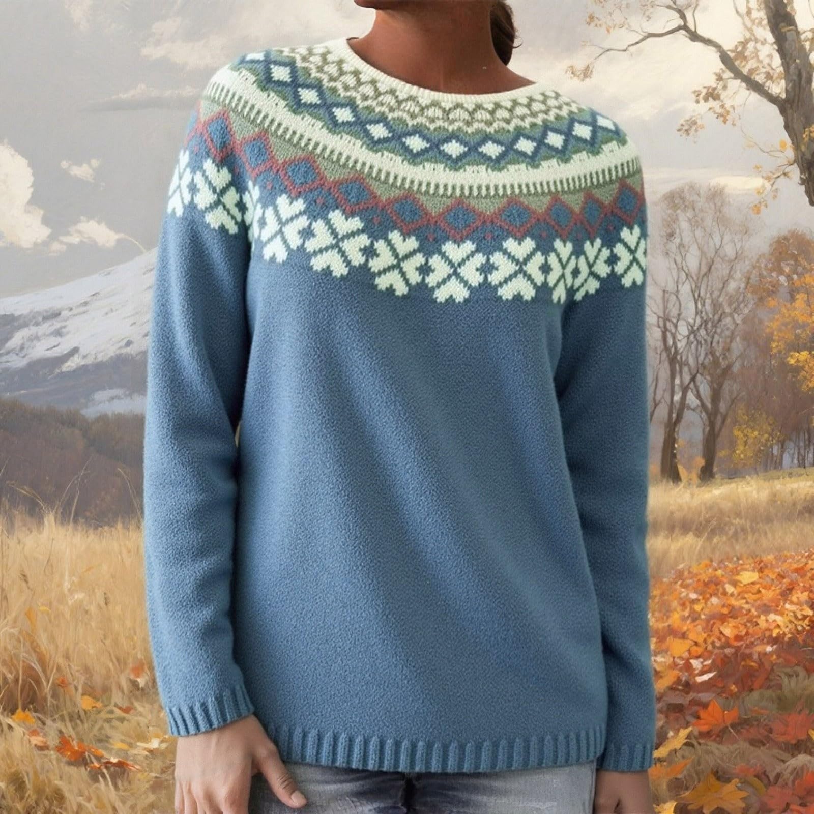 

Женский модный свитер, круглый вырез, свободный пуловер, трикотажный свитер с длинными рукавами M синий