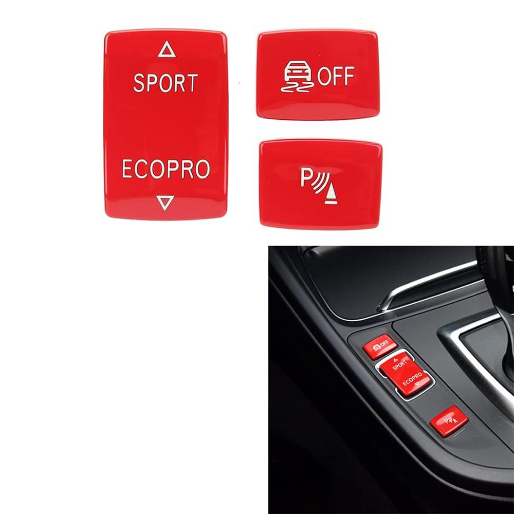 3Pcs/Set Gear Shift Button Cover Trim Red For BMW 1 2 3 4 Series F20 F22 F30 F32