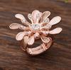 Enamel Geometric Flower Elastic Ring, Women's Fashion High-end Rose Alloy Ring