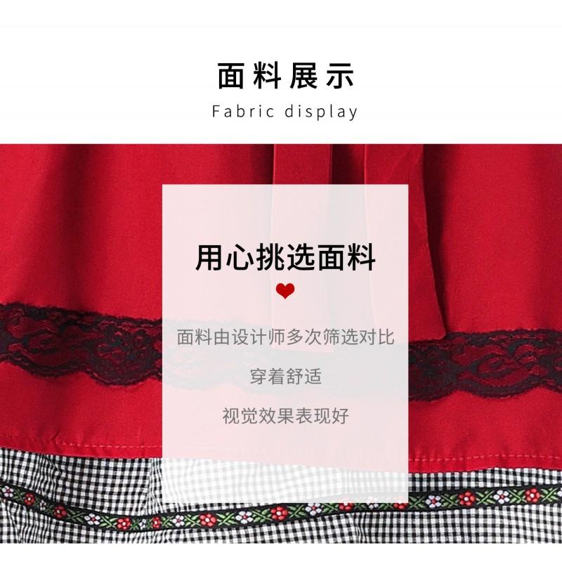 Bavarian Dirndl Dress Set With White Blouse Apron Oktoberfest Costume Women Festival Party Outfit