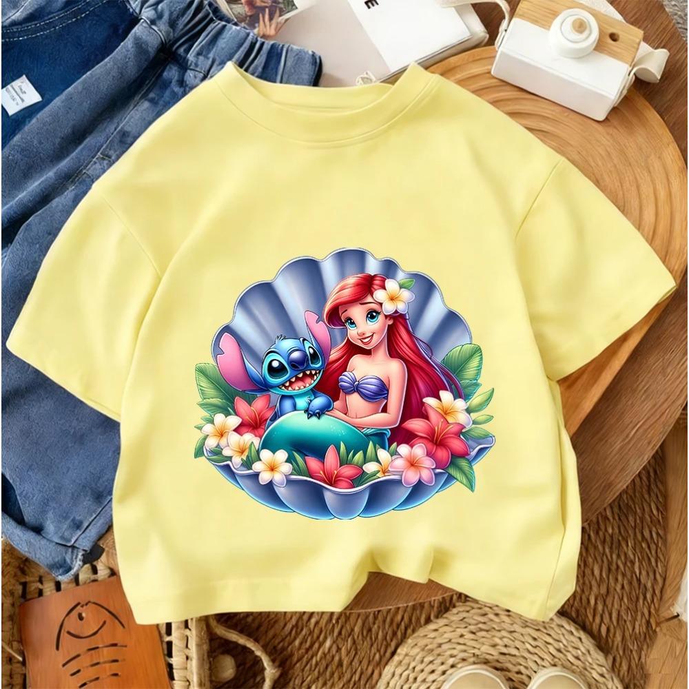 Popular Cartoon Children Tee Stitch Street Fashion For Boys Girls Summer Lightweight Casual Wear 3-14Y