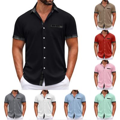 Men's Plaid Printed Button Short Sleeve Shirts Men's Casual Fashion Short Sleeve Shirts