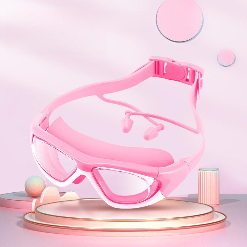 

Детские очки для плавания высокой четкости для мальчиков и девочек, очки для плавания с защитой от запотевания, очки с большой оправой, удобный силиконовый фиолетовый