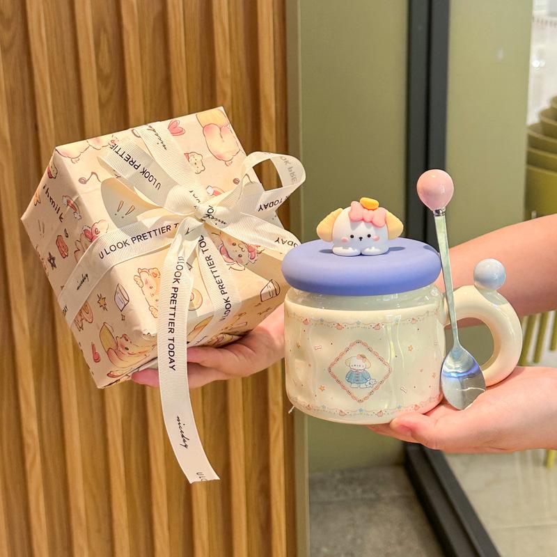 Graduation gift for girl girlfriend birthday gift cute cartoon bear ceramic mug souvenir