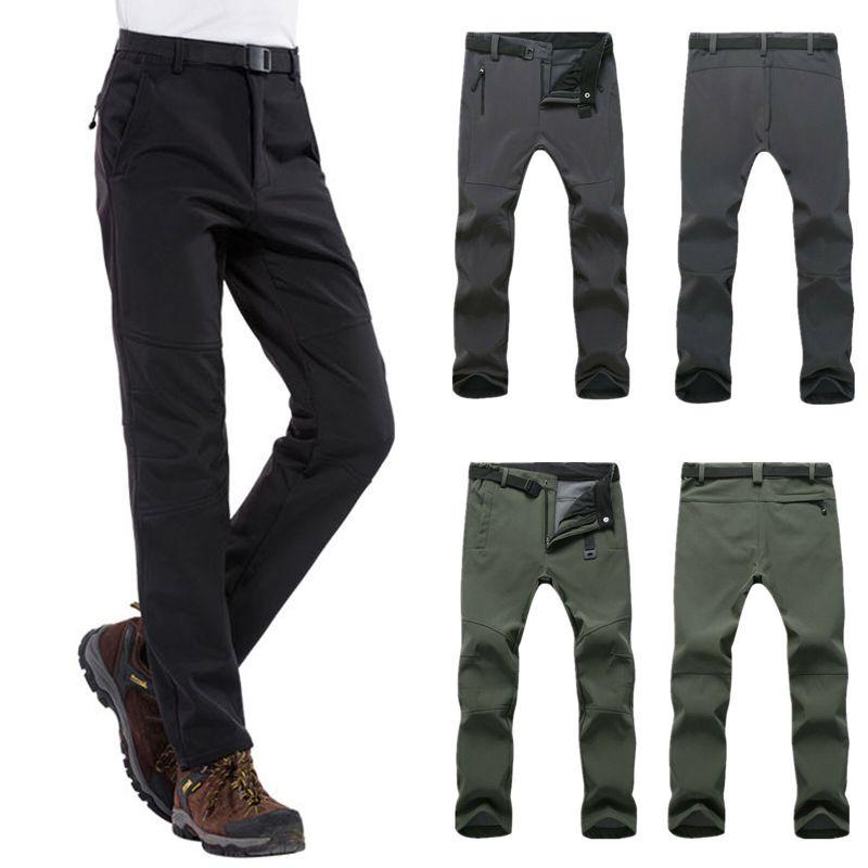 Winter Mens Thick Work Pants Windproof Tactical Outdoor Fleece Trousers Thermal