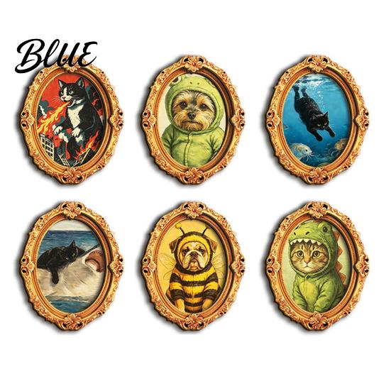 Refrigerator Magnets Ornament 1/6Pcs Halloween Retro Frame Magnet Wood Carved Fridge Metal Surface Decorations Cabinet Whiteboard Magnet for