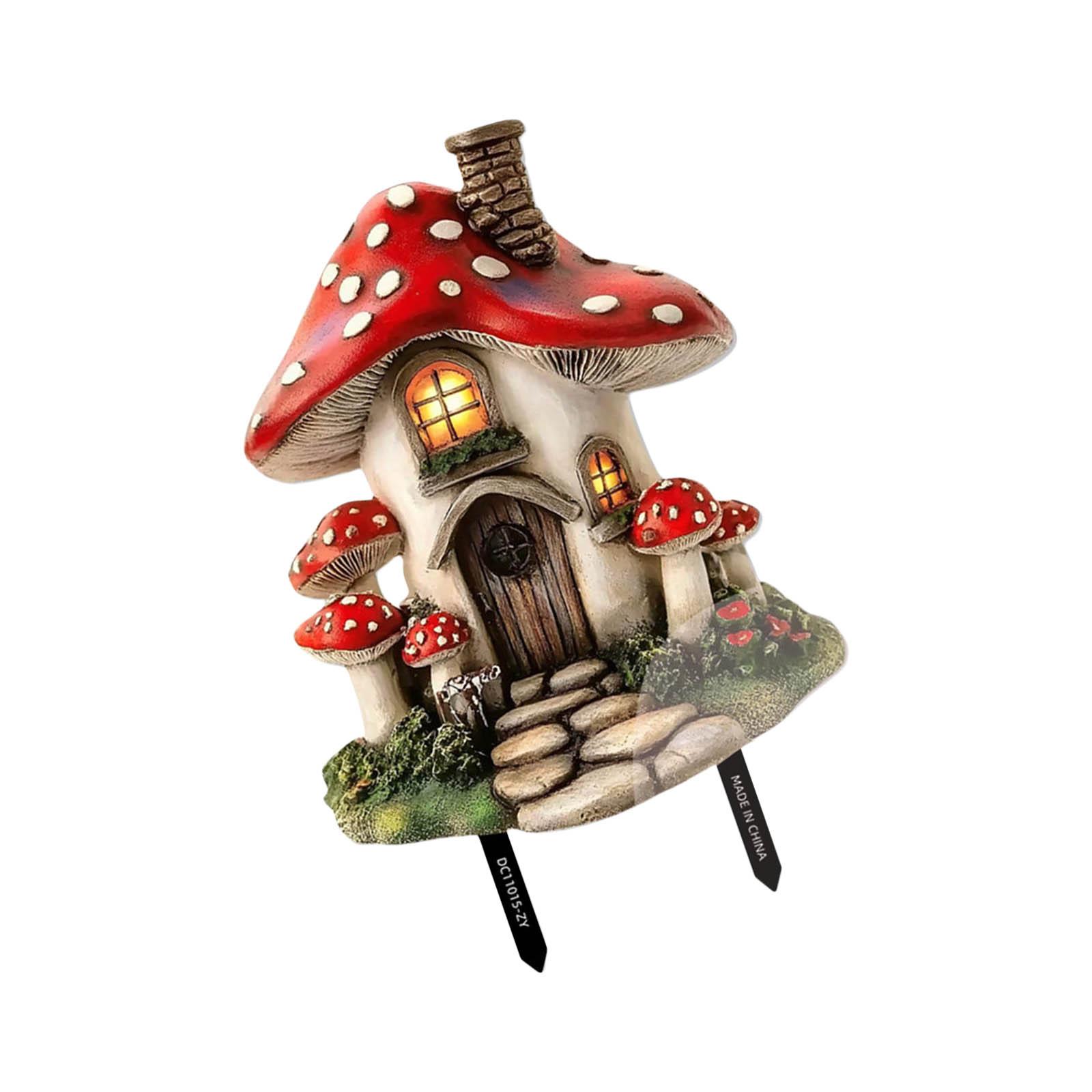 

Расписанные вручную смоляные колья для домика-гриба, садовые украшения, идеально подходящие для любителей садоводства, проекты «сделай сам» для использования в помещении и на открытом воздухе