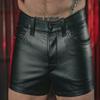 2023 Summer European & American Men's PU Leather Slim Shorts - Casual Solid Color