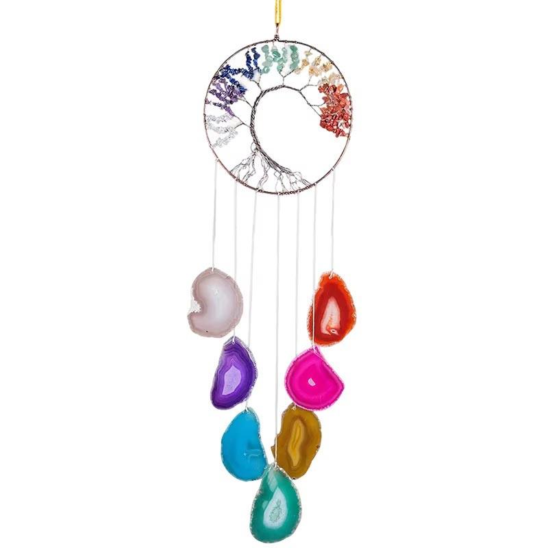 Hot Selling Folk Art Natural Crystal Wind Sun Catcher Sunshine Rainbow Dream Catcher Moon Wind Chime Pendant Christmas One Size