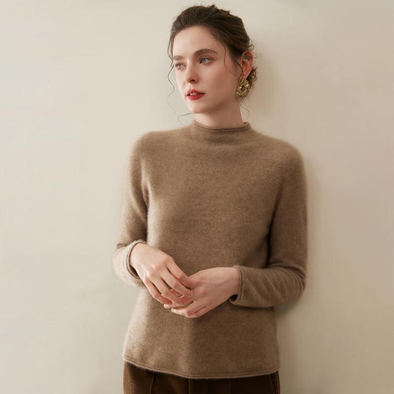 Fanzhen Women's 100% Cashmere Half-High Neck Sweater