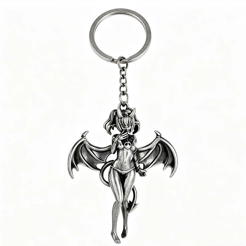 Devil's Overture: Cartoon Succubus Bat Girl Necklace - Dark Punk Street Style Essential