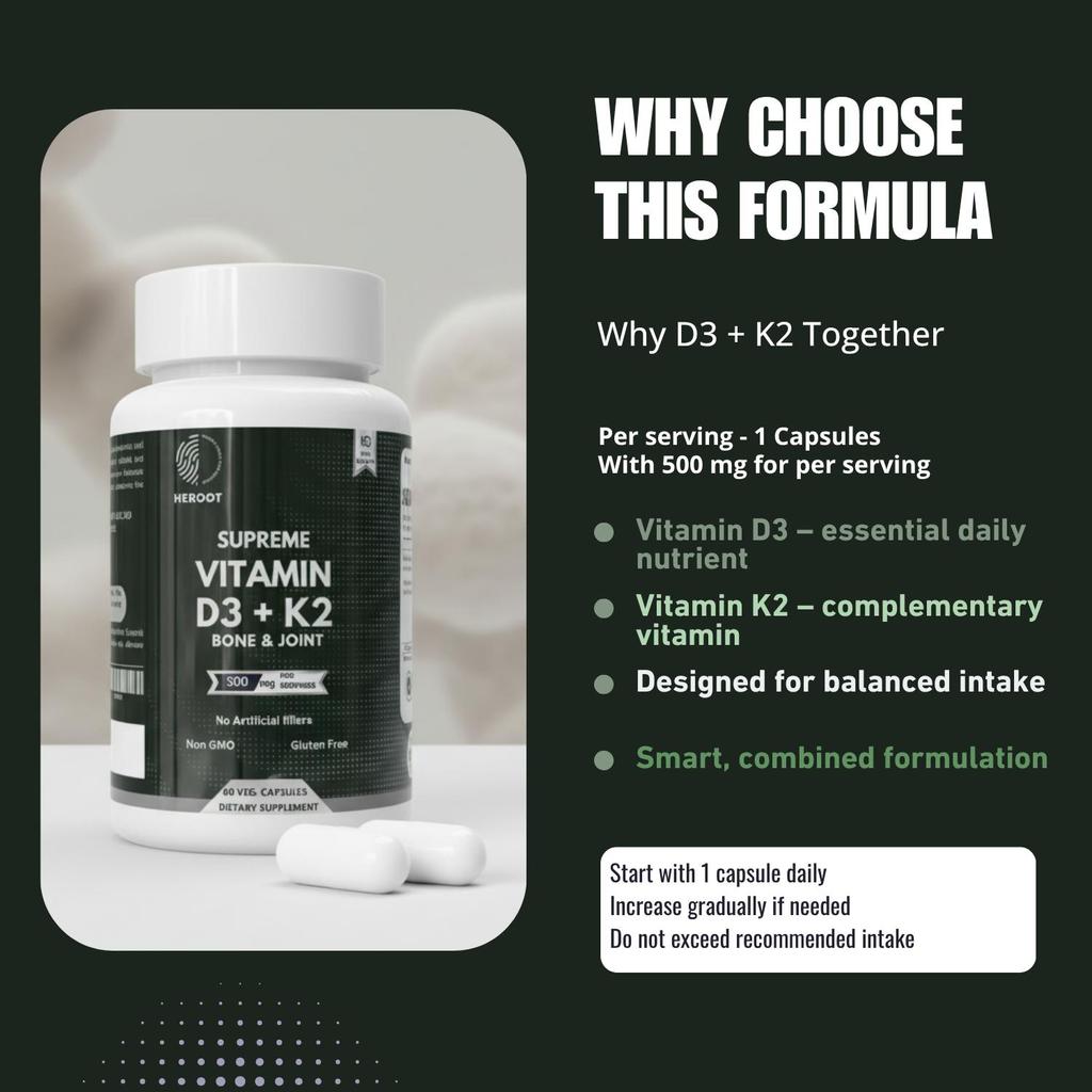 Vitamin D3 + K2 Kapseln | Nahrungsergänzungsmittel