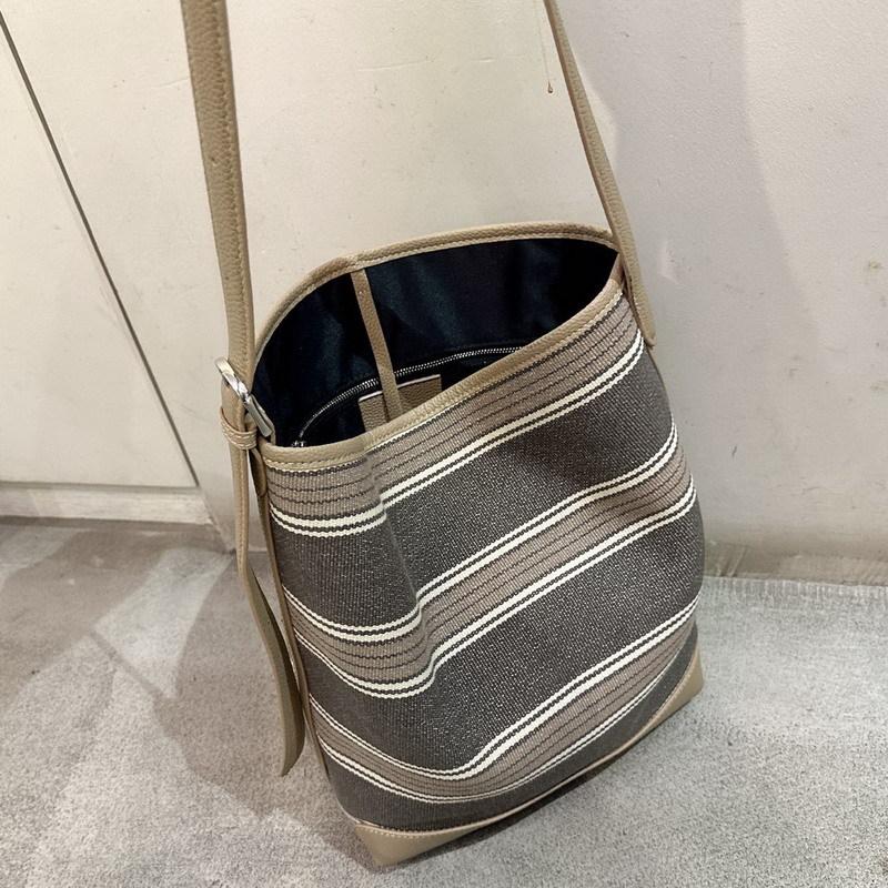 New leather cowhide with canvas bucket bag vegetable basket tote bag shoulder crossbody handbag women's bag
