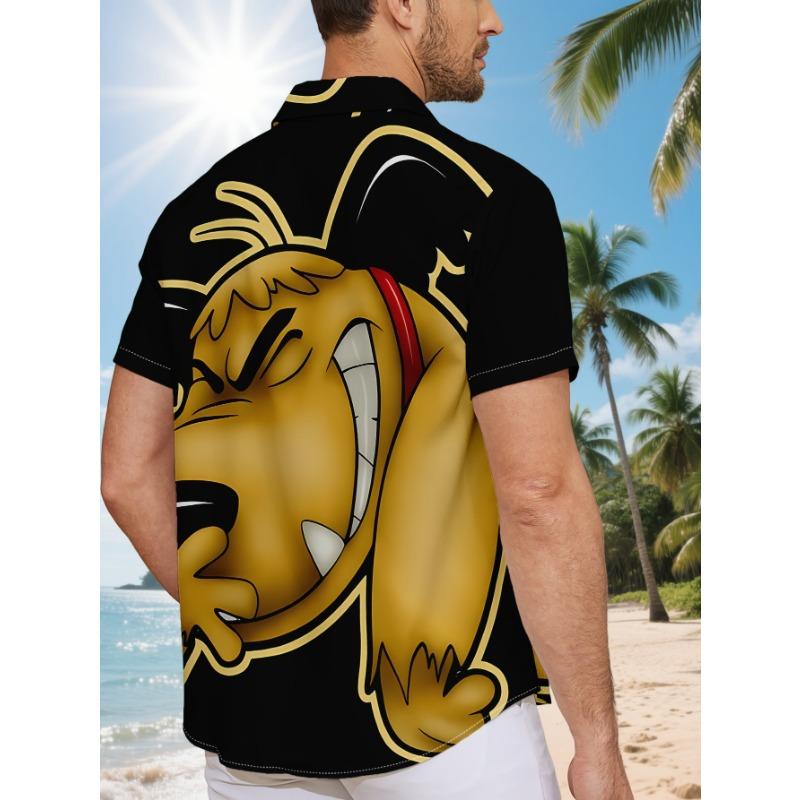 Мужская гавайская рубашка с принтом желтой мультяшной собаки XS