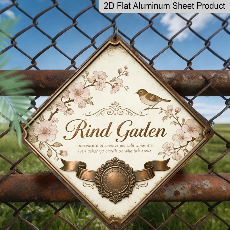 

2D Flat, 1pc Vintage Bird & Flower Metal Wall Decor Sign - Aluminum Panel Suitable for Living Room, Garden, Balcony, Entryway - Retro Botanical 20*20cm