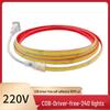220V Treiberloser COB LED Streifen, 240 LEDs, Alle 10cm Schneidbar, Selbstklebend, Flexibel.